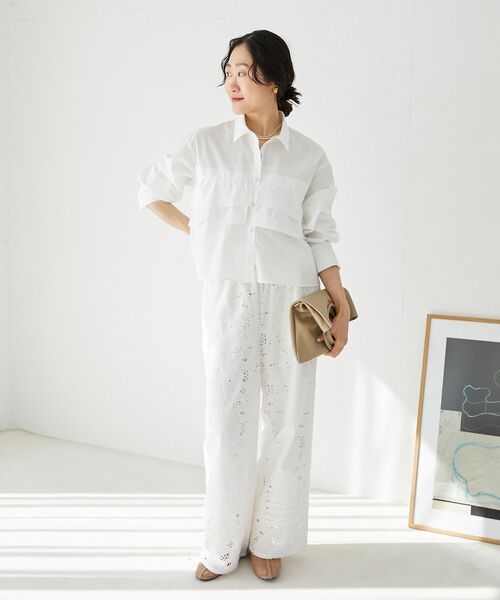 le.coeur blanc（ルクールブラン）の「ティアードフリルシャツ（シャツ/ブラウス・レディース・オフホワイト/ブルー系その他2/ブルー系その他3・38）」の5枚目の写真