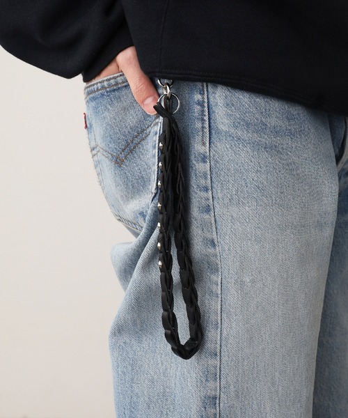 CALEE(キャリー)の「CALEE/キャリー CHAIN LEATHER WRIST STRAP サイフストラップ(キーケース/キーアクセサリー・メンズ・ブラック・FREE)」の5枚目の写真