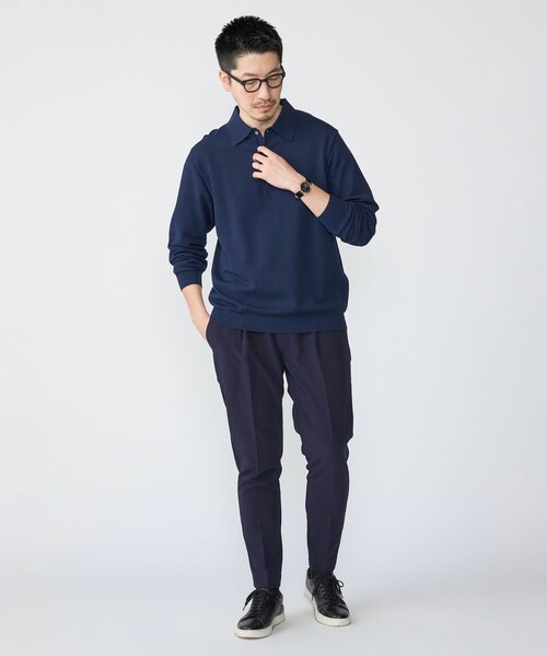 SHIPS(シップス)の「SHIPS:〈手洗い可能/抗菌防臭〉16ゲージ インレイ ロングスリーブ ポロニット(ニット/セーター・メンズ・ライトグレー/ネイビー/グリーン・SMALL/MEDIUM/LARGE/X-LARGE)」の5枚目の写真