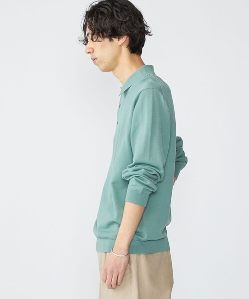 SHIPS(シップス)の「SHIPS:〈手洗い可能/抗菌防臭〉16ゲージ インレイ ロングスリーブ ポロニット(ニット/セーター・メンズ・ライトグレー/ネイビー/グリーン・SMALL/MEDIUM/LARGE/X-LARGE)」の12枚目の写真