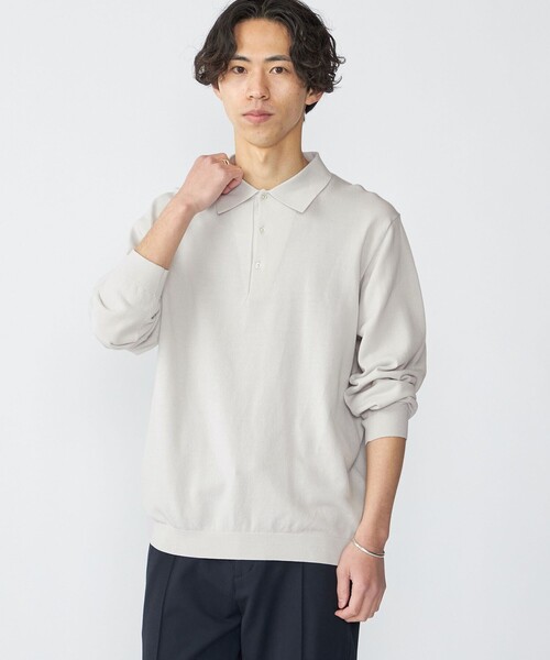 SHIPS(シップス)の「SHIPS:〈手洗い可能/抗菌防臭〉16ゲージ インレイ ロングスリーブ ポロニット(ニット/セーター・メンズ・ライトグレー/ネイビー/グリーン・SMALL/MEDIUM/LARGE/X-LARGE)」の15枚目の写真