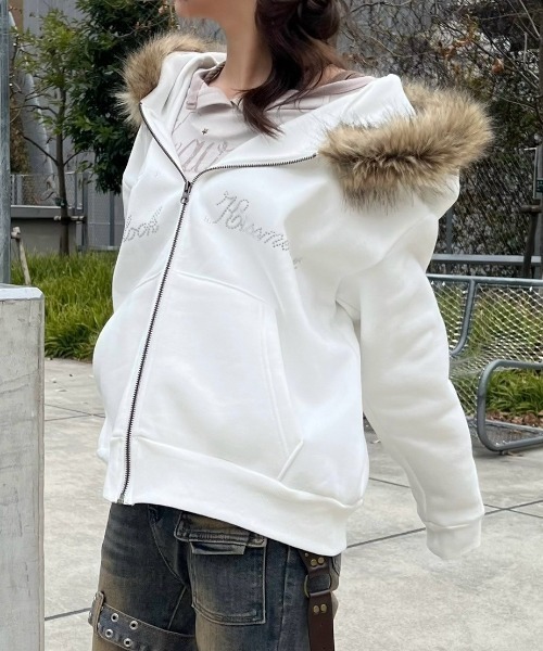 Never mind the XU】 fur zip up hoodie / 【ネバーマインド ザ