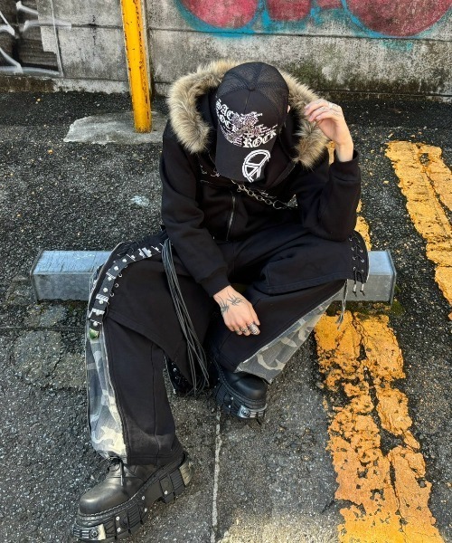 セール】【Never mind the XU】 fur zip up hoodie / 【ネバーマインド