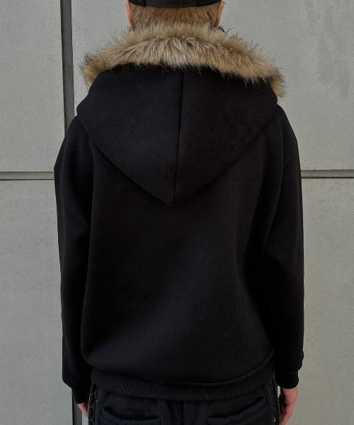 gibous fur hoodie black ファー　パーカー gibous fur hoodie black ファー パーカー