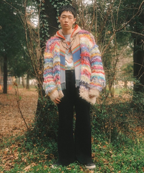 amok（アモク）の「MULTI BORDER KNIT CARDIGAN（カーディガン/ボレロ・メンズ・マルチ/ブラウン・S/M）」の3枚目の写真