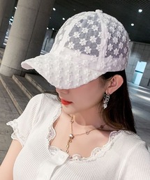 Mejoul（メジュール）の「レースフラワー刺繍 シアー キャップ（キャップ）」