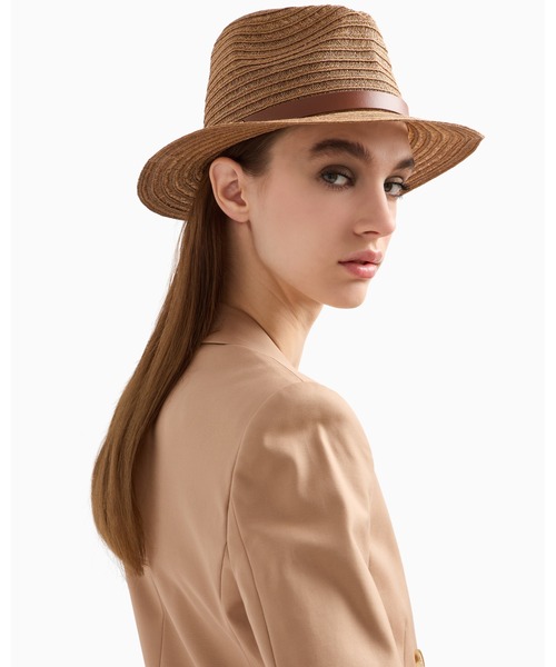 EMPORIO ARMANI（エンポリオアルマーニ）の「【エンポリオ アルマーニ】ハット 編み込みヘンプ バンド（ハット・レディース・キャメル・56cm/57cm）」の3枚目の写真