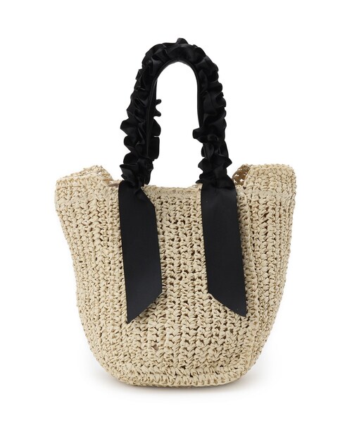 Sunauna(スーナウーナ)の「◆【持ち手フリルリボン】ペーパーバッグ(トートバッグ・レディース・ナチュラル/ブラウン・00)」の2枚目の写真