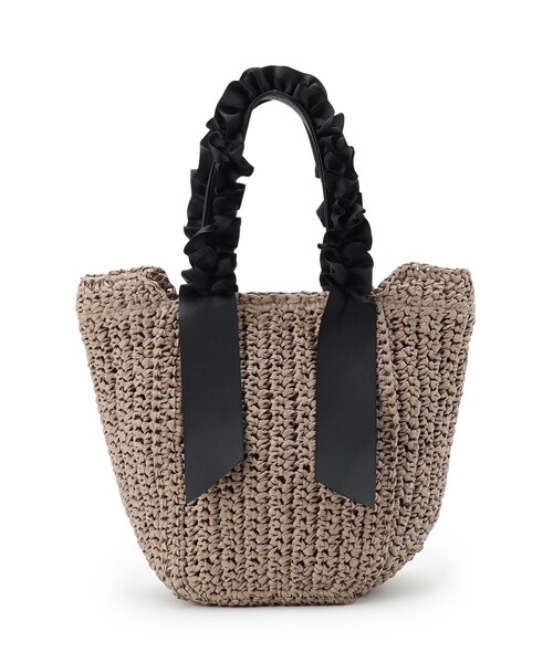 Sunauna(スーナウーナ)の「◆【持ち手フリルリボン】ペーパーバッグ(トートバッグ・レディース・ナチュラル/ブラウン・00)」の1枚目の写真