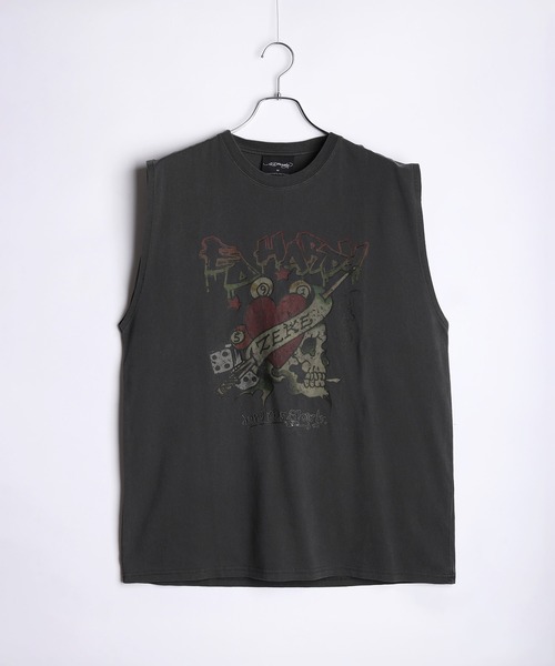 Ed Hardy（エドハーディー）の「EdHardy ピグメント加工 ビッグシルエット ノースリーブ Tシャツ（タンクトップ・メンズ・チャコール/グレー系その他2/グレー系その他4/グレー系その他/チャコールグレー/グレー系その他3・L/XL/M）」の9枚目の写真