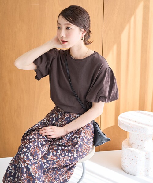 セール】限定展開 ギャザー パフスリーブ 半袖 Tシャツ（Tシャツ