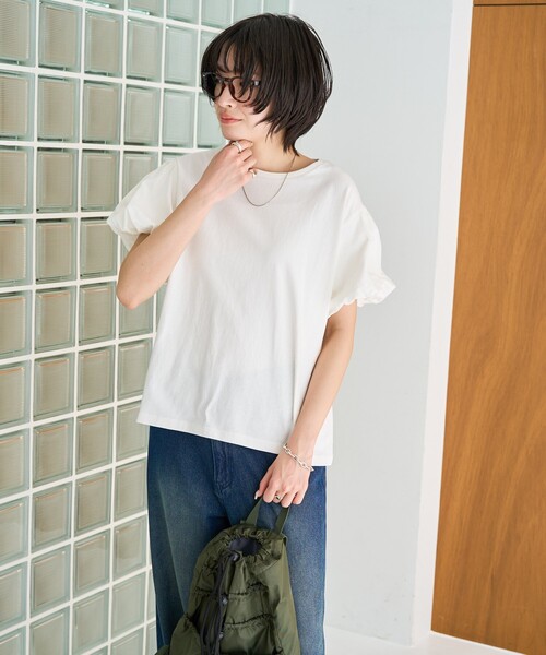 ブルー ギャザー パフスリーブ トップス フリーサイズ パフギャザースリーブトップス｜WOMEN｜250HSF80-221D｜AZUL BY