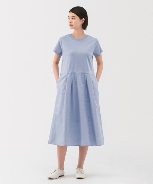 無印良品（ムジルシリョウヒン）の「婦人　涼感　半袖ワンピース（ワンピース・レディース・サックスブルー/ブラック/グレー・S/M/L/XL）」の3枚目の写真