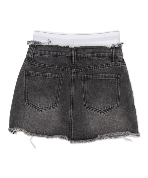 dispark（ディスパーク）の「DISPARK/フェイクレイヤードウエストデニムスカパン（デニムスカート・レディース・ライトインディゴブルー/ブラック・FREE）」の15枚目の写真