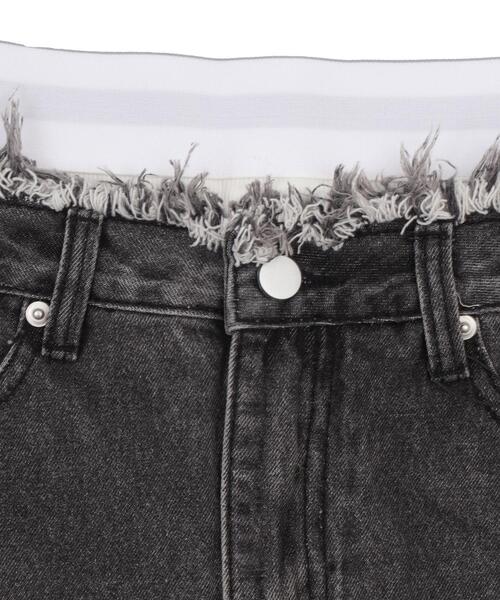 dispark（ディスパーク）の「DISPARK/フェイクレイヤードウエストデニムスカパン（デニムスカート・レディース・ライトインディゴブルー/ブラック・FREE）」の16枚目の写真