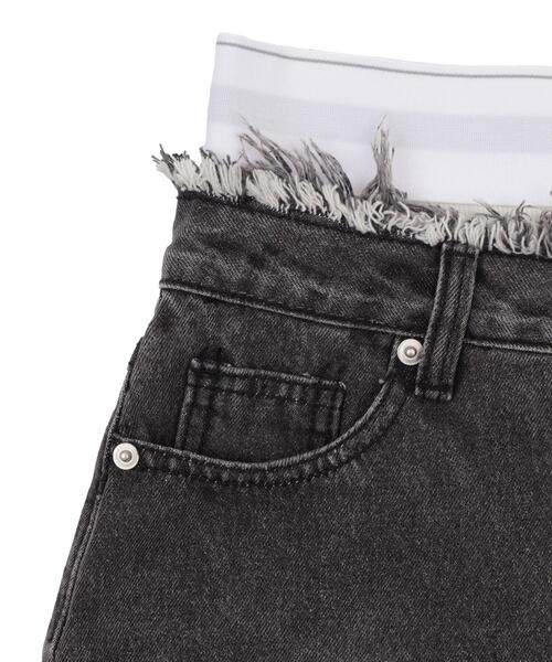 dispark（ディスパーク）の「DISPARK/フェイクレイヤードウエストデニムスカパン（デニムスカート・レディース・ライトインディゴブルー/ブラック・FREE）」の17枚目の写真