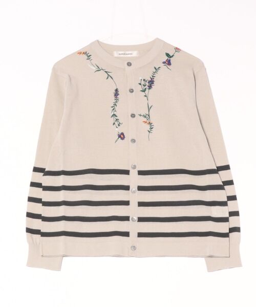 SUPER HAKKA（スーパーハッカ）の「ハイツイストコットン　ワイルドフラワーライン刺繍ニットカーディガン（カーディガン/ボレロ・レディース・ライトグレー/キャメル/ネイビー・FREE）」の5枚目の写真