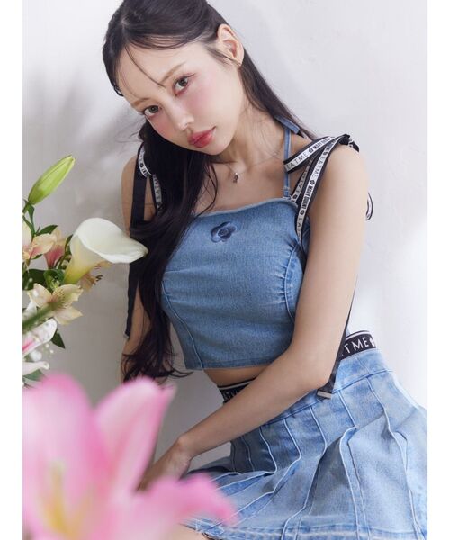 EATME(イートミー)の「【EATME×MARY QUANT】リボンショルダーデニムビスチェ(セットアップ可能)(キャミソール・レディース・ライトブルー/ブラック・FREE)」の16枚目の写真