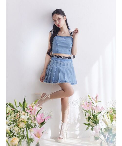 モモです　　ひめ5本セット EATME×MARY QUANT】リボンショルダーデニムビスチェ（セットアップ可能