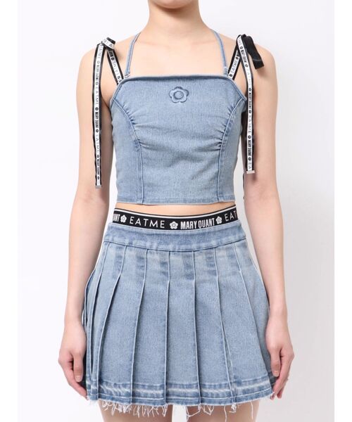 EATME（イートミー）の「【EATME×MARY QUANT】リボンショルダーデニムビスチェ（セットアップ可能）（キャミソール・レディース・ライトブルー/ブラック・FREE）」の16枚目の写真