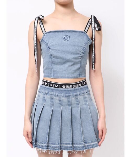 EATME（イートミー）の「【EATME×MARY QUANT】リボンショルダーデニムビスチェ（セットアップ可能）（キャミソール・レディース・ライトブルー/ブラック・FREE）」の9枚目の写真