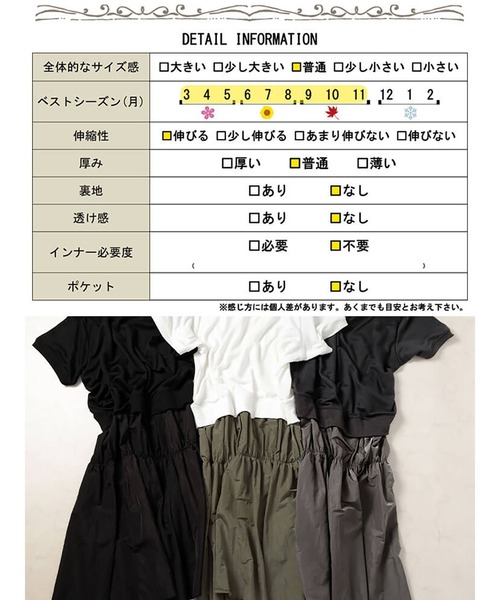 GOLDJAPAN（ゴールドジャパン）の「スリット袖ドッキングギャザーワンピース【大きいサイズ対応】（ワンピース・レディース・ブラック/オフホワイト/チャコール・LL～3L/4L～5L）」の21枚目の写真