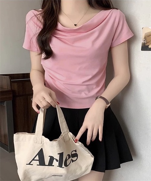Dream garden（ドリームガーデン）の「2WAYカットソーオフショルトップス（Tシャツ/カットソー・レディース・ブラック/オフホワイト/ライトグリーン/ベージュ・FREE）」の18枚目の写真