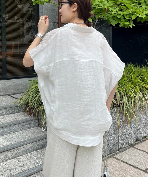 doudou☆リネンドロストフレンチシャツ セール】リネンドロストフレンチシャツ（シャツ/ブラウス