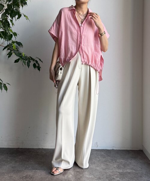 DouDou(ドゥドゥ)の「リネンドロストフレンチシャツ(シャツ/ブラウス・レディース・ボルドー/オフホワイト/ベージュ/ブラック/ピンク/ブルー/ダークブラウン・FREE)」の11枚目の写真