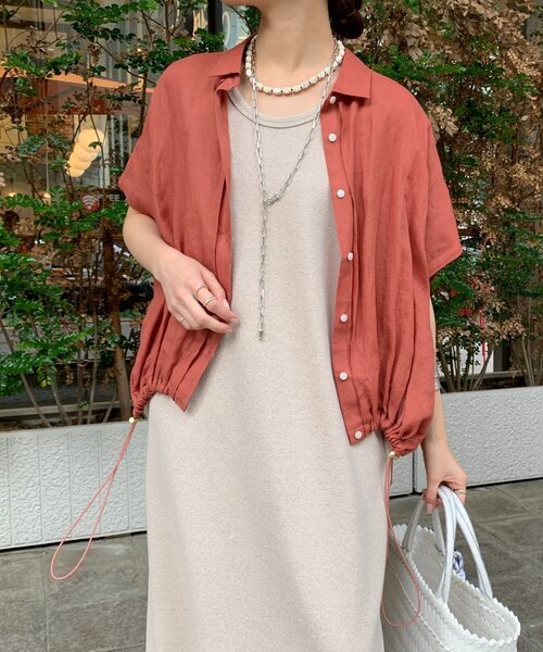 セール】リネンドロストフレンチシャツ（シャツ/ブラウス）｜DouDou