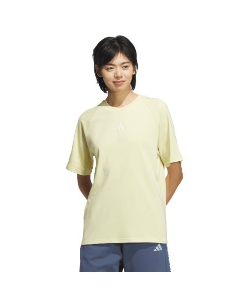 adidas(アディダス)の「アディダス adidas ワード 半袖Tシャツ(Tシャツ/カットソー・レディース・ホワイト/ペールイエロー/ブルーグレー・S/M/L/XL)」の1枚目の写真