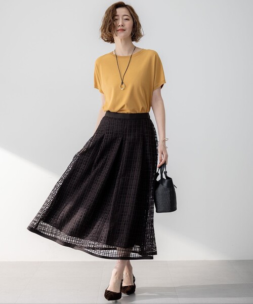23区（ニジュウサンク）の「【洗える】Broche チェックレース スカート（スカート・レディース・ダークブラウン系/ブラック系・36/38/40）」の6枚目の写真