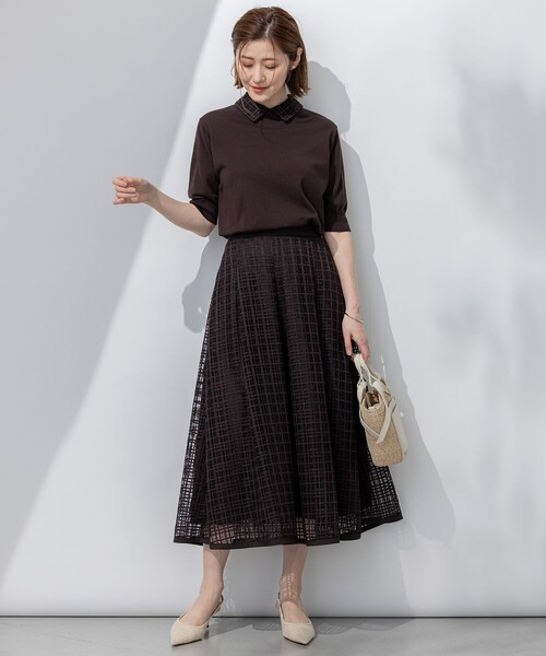 23区（ニジュウサンク）の「【洗える】Broche チェックレース スカート（スカート・レディース・ダークブラウン系/ブラック系・36/38/40）」の8枚目の写真
