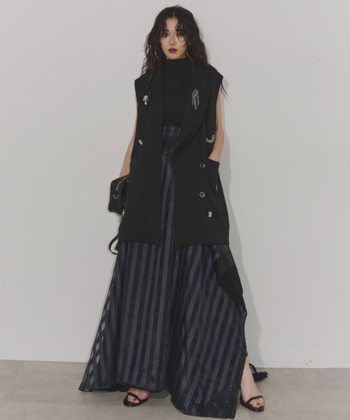 スカート Many layers stripe volume skirt & belt Many layers stripe volume skirt（スカート）｜Chris TROIS