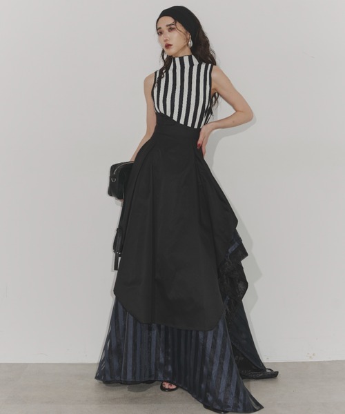スカート Many layers stripe volume skirt & belt Many layers stripe volume skirt（スカート）｜Chris TROIS