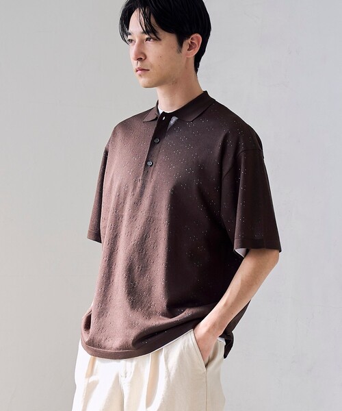 RONEL(ロネル)の「【RONEL】ハイツイストニットポロシャツ(ニット/セーター・メンズ・ブラウン系/ナチュラル/ダークグレー・S/M/XL/L)」の3枚目の写真