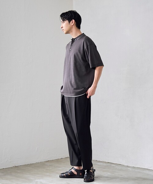 RONEL(ロネル)の「【RONEL】ハイツイストニットポロシャツ(ニット/セーター・メンズ・ブラウン系/ナチュラル/ダークグレー・S/M/XL/L)」の9枚目の写真