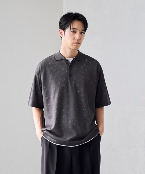 RONEL(ロネル)の「【RONEL】ハイツイストニットポロシャツ(ニット/セーター・メンズ・ブラウン系/ナチュラル/ダークグレー・S/M/XL/L)」の6枚目の写真
