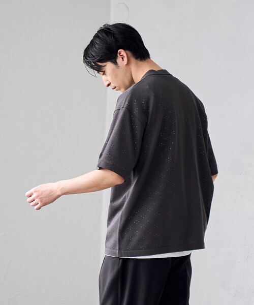 RONEL(ロネル)の「【RONEL】ハイツイストニットポロシャツ(ニット/セーター・メンズ・ブラウン系/ナチュラル/ダークグレー・S/M/XL/L)」の4枚目の写真