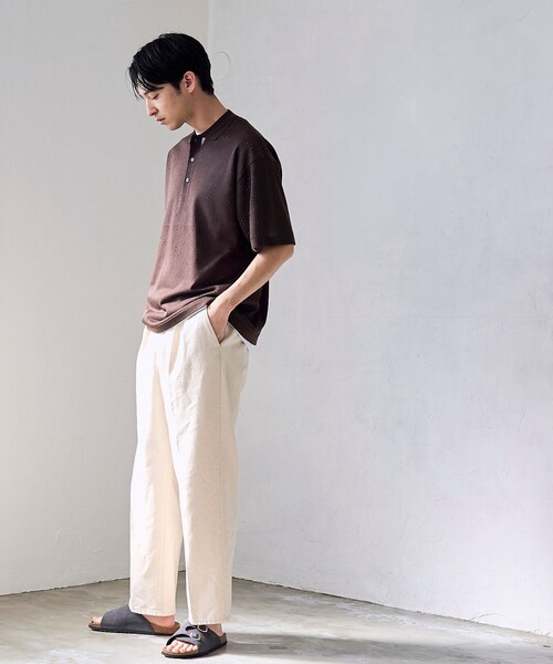 RONEL(ロネル)の「【RONEL】ハイツイストニットポロシャツ(ニット/セーター・メンズ・ブラウン系/ナチュラル/ダークグレー・S/M/XL/L)」の18枚目の写真