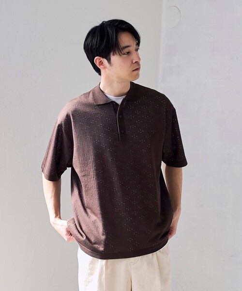 RONEL(ロネル)の「【RONEL】ハイツイストニットポロシャツ(ニット/セーター・メンズ・ブラウン系/ナチュラル/ダークグレー・S/M/XL/L)」の16枚目の写真
