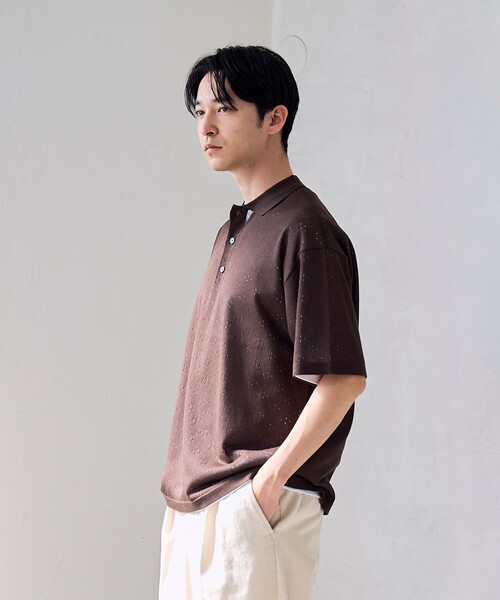 RONEL(ロネル)の「【RONEL】ハイツイストニットポロシャツ(ニット/セーター・メンズ・ブラウン系/ナチュラル/ダークグレー・S/M/XL/L)」の15枚目の写真