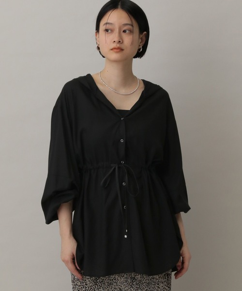 A part by（アパートバイ）の「シアーフードシャツブルゾン（ブルゾン・レディース・オフホワイト/ブラック・FREE）」の15枚目の写真