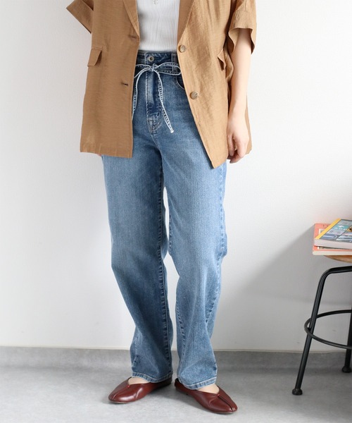 【EZKATON】★24SS★マゴ クロップ デニム パンツ セール】タック入りコクーンデニムパンツ/ジーパン/クロップド
