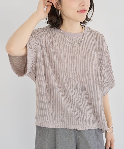 Green　Parks（グリーンパークス）の「5分袖フリルカットプルオーバー（Tシャツ/カットソー・レディース・グリーン/ブラック/パープル/グレー/ホワイト系その他2・FREE）」の4枚目の写真