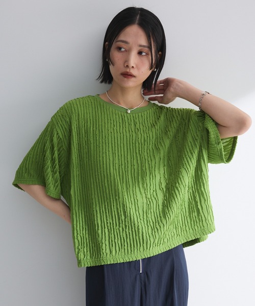 【あすつく】 セール】5分袖フリルカットプルオーバー（Tシャツ/カットソー トップス