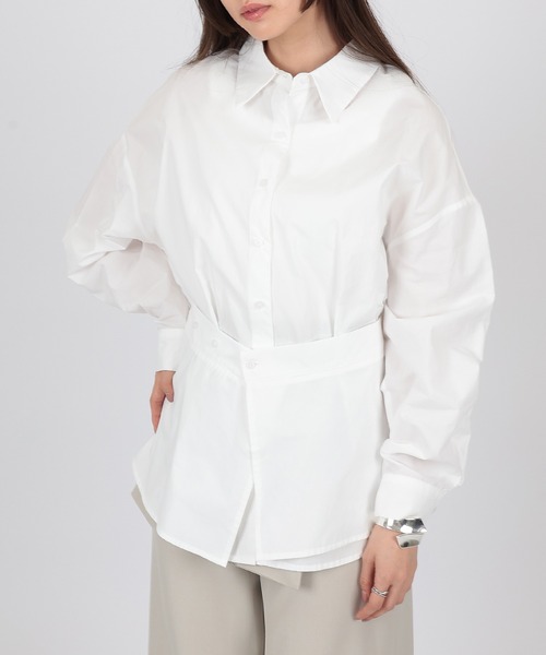 SUWDEE（スーディー）の「peplum layered shirt（シャツ/ブラウス・レディース・ブラック×ホワイト/ホワイト・FREE）」の6枚目の写真