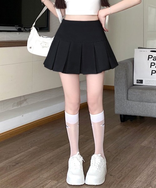 REMUR(レミュール)の「ハイウエスト切り替えボックスプリーツミニスカート(スカート・レディース・グレー/ブラック・L/M/S)」の16枚目の写真
