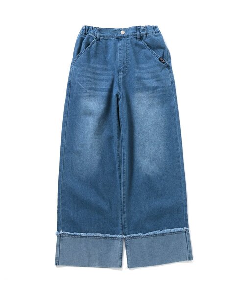 algy(アルジー)の「【接触冷感】デニム折返しワイドパンツ(デニムパンツ・キッズ・ブルー/サックスブルー・XX-SMALL/X-SMALL/SMALL/MEDIUM)」の10枚目の写真