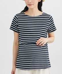 QUNTSTYLE（キュントスタイル）の「【マタニティウエア・授乳服】授乳しやすい 半袖ボーダーTシャツ（産前・産後）（マタニティウェア/グッズ）」